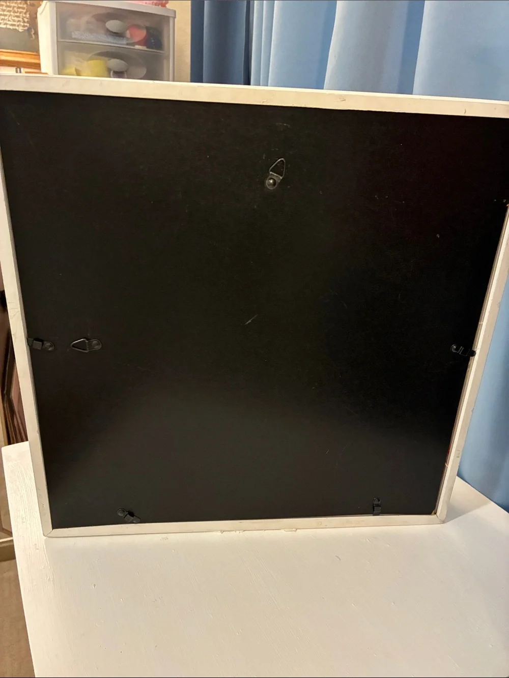 Hand Crafted White Butterfly Shadow Box Frame with Red Lace Backing
